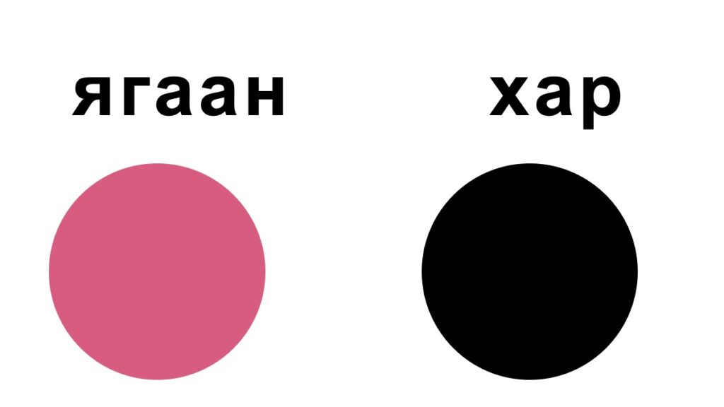 モンゴル語で色
Монгол хэлээр өнгө